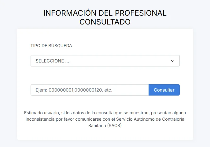 Verificación de un profesional de la salud en Venezuela